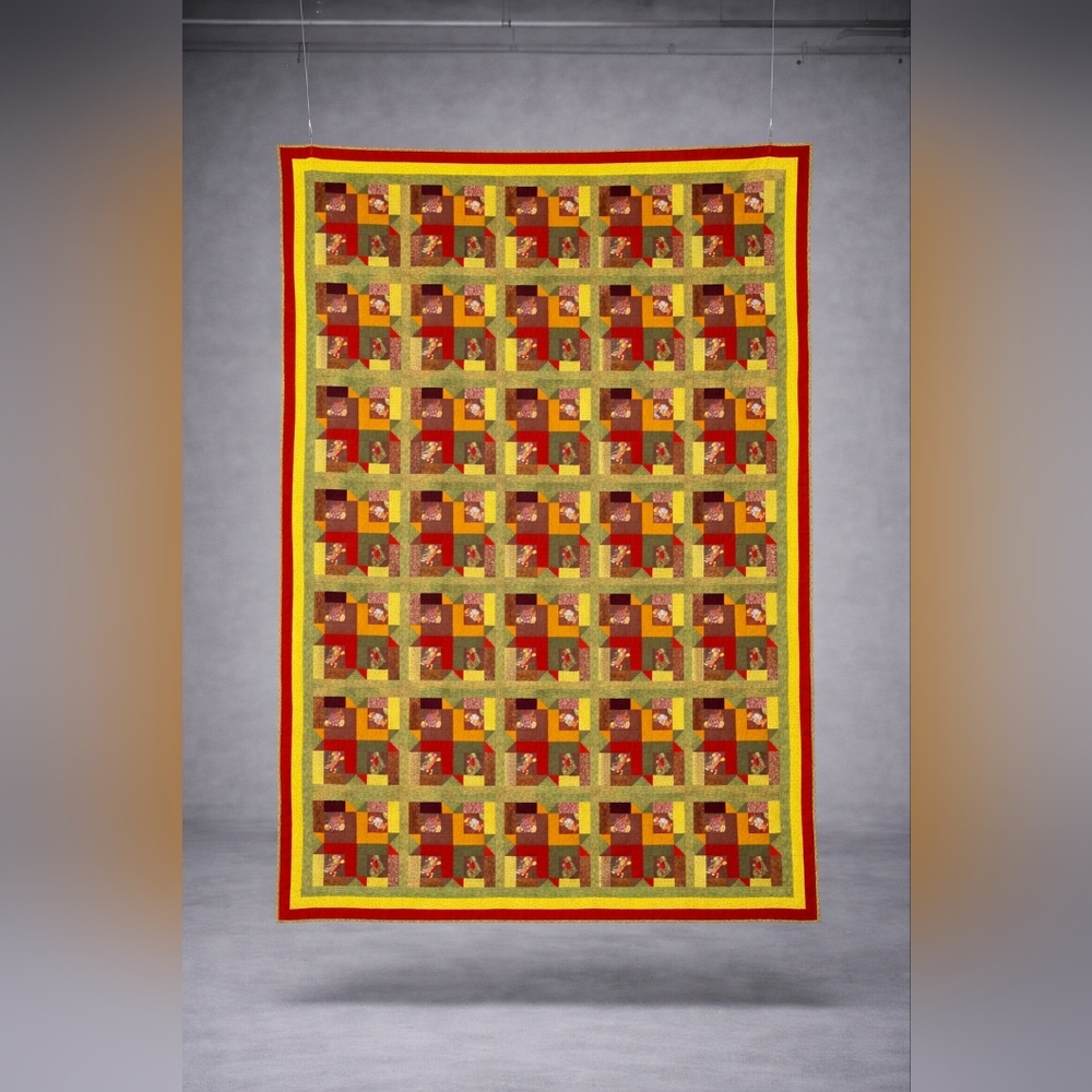 Vintage Patchwork Bear Quilt • Cabin Cottagecore Throw